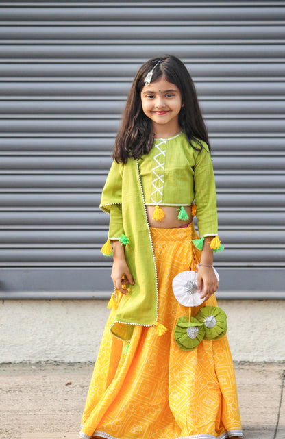 Yellow Bandhani Gotapatti Lehenga Set