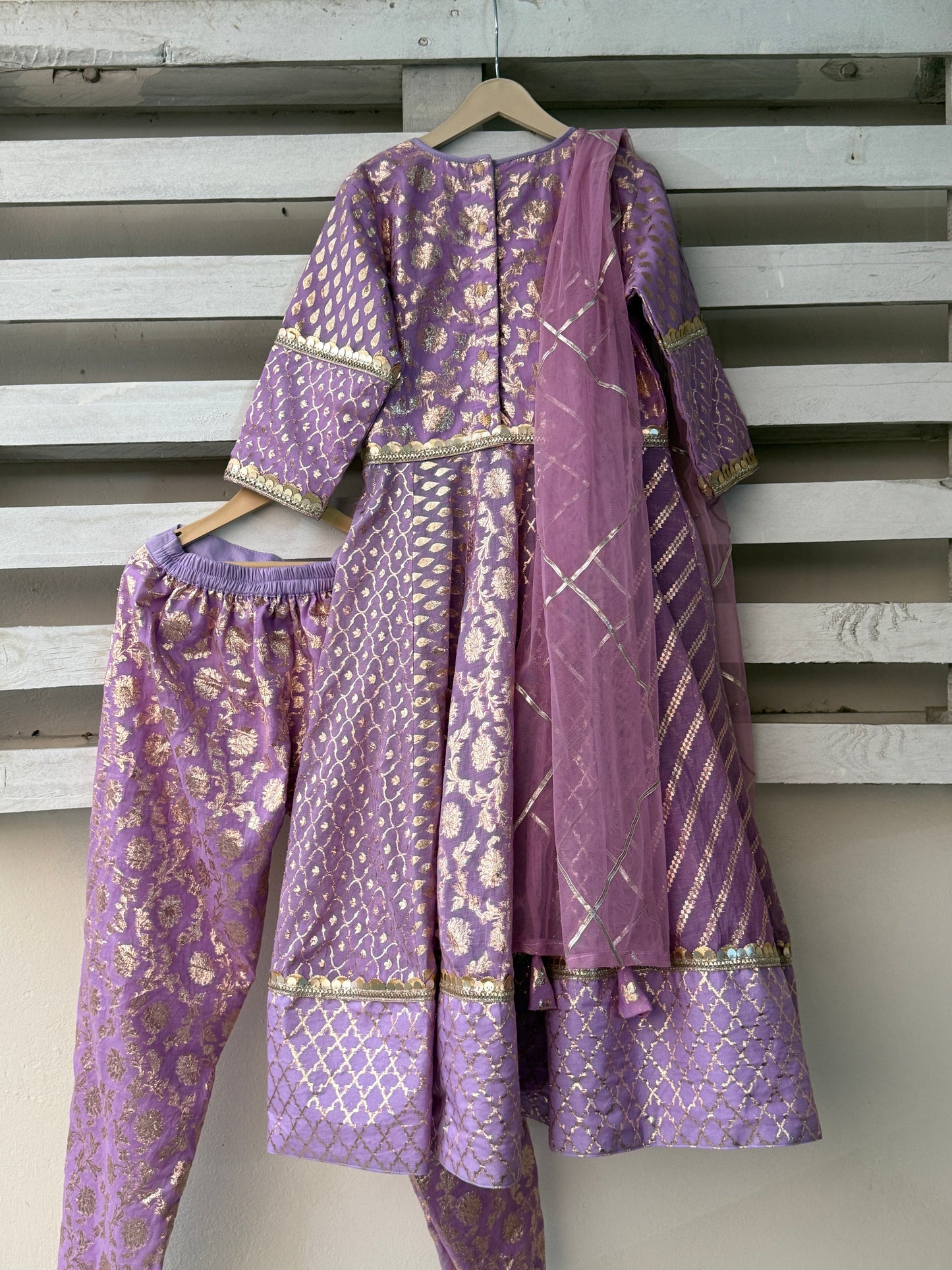 LAVENDER CHANDERI ANARKALI SET
