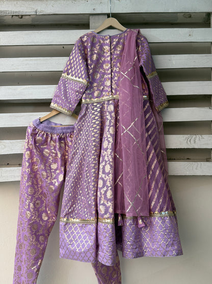 LAVENDER CHANDERI ANARKALI SET