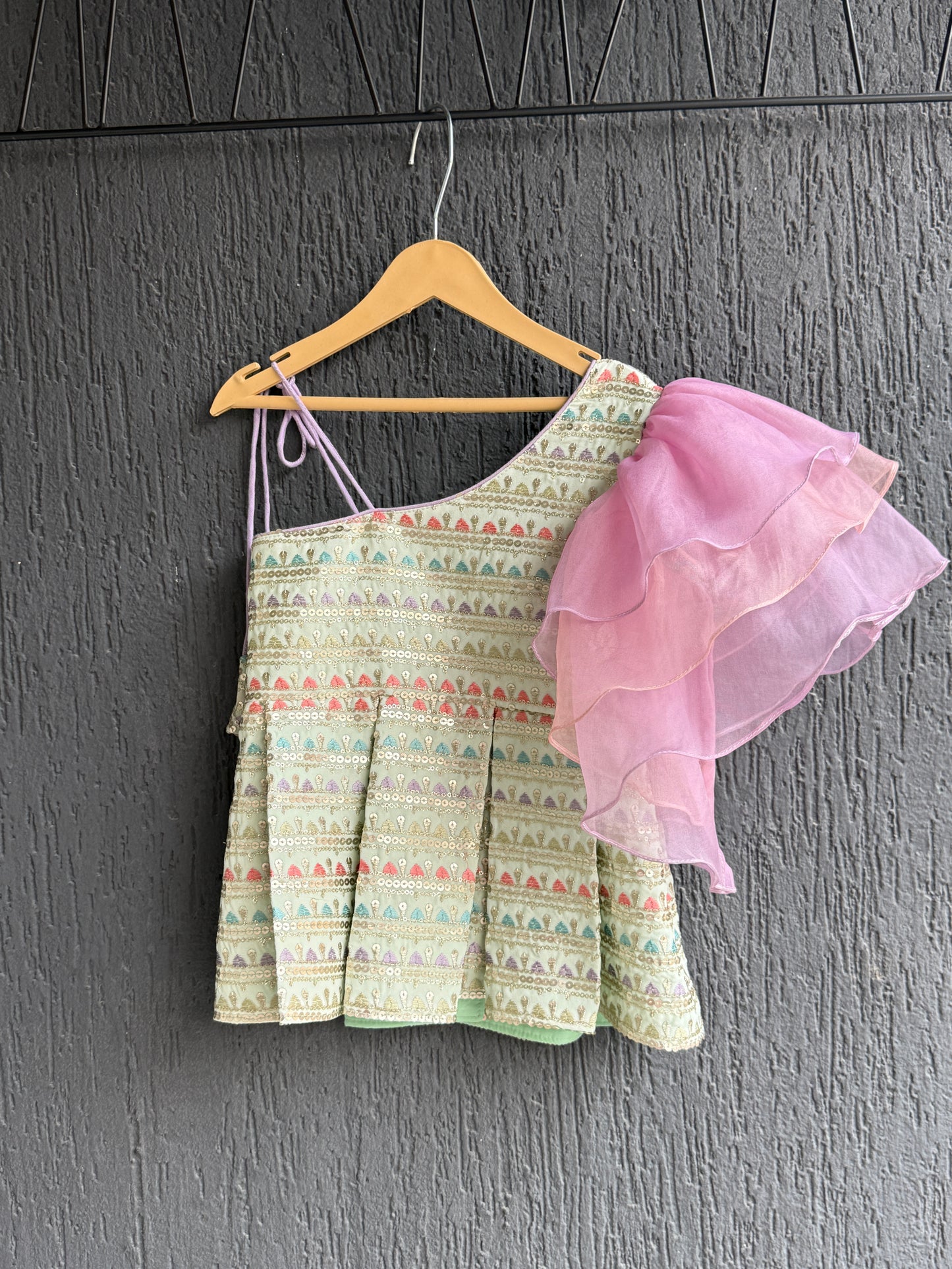 PEACH AND PURPLE EMB LEHENGA SET