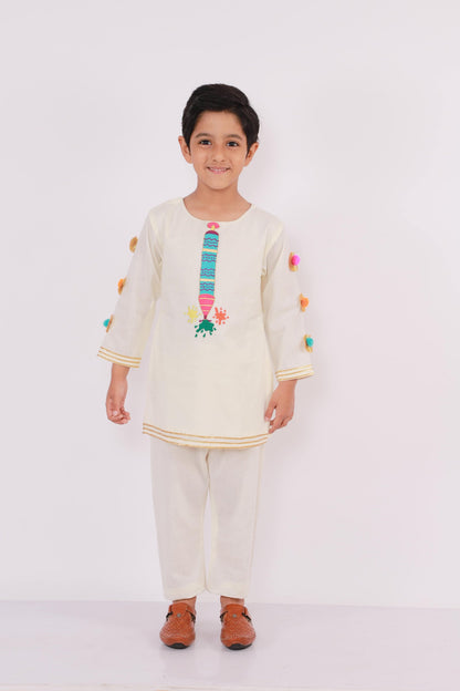 WATER GUN EMBROIDERED  KURTA PYJAMA SET