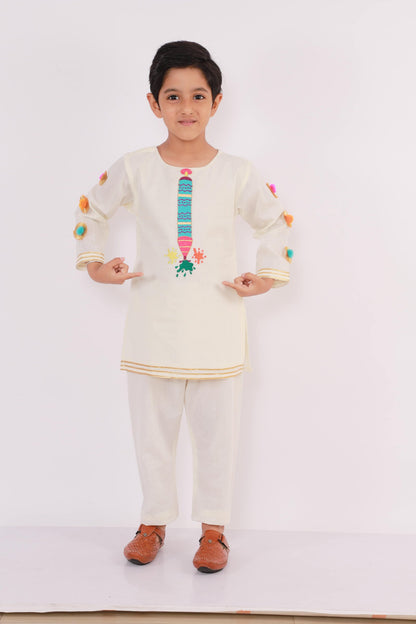 WATER GUN EMBROIDERED  KURTA PYJAMA SET