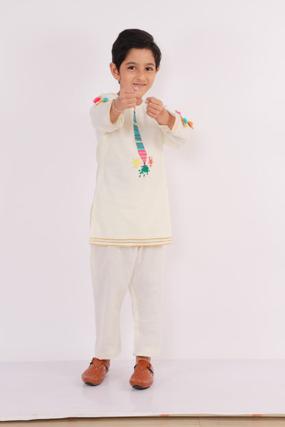 WATER GUN EMBROIDERED  KURTA PYJAMA SET