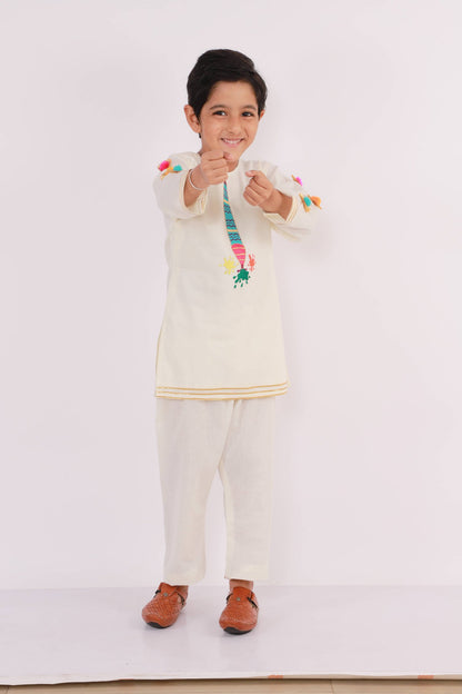 WATER GUN EMBROIDERED  KURTA PYJAMA SET