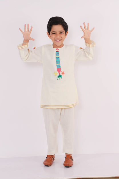 WATER GUN EMBROIDERED  KURTA PYJAMA SET