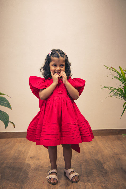 RASPBERRY PINK FROCK WITH BOW