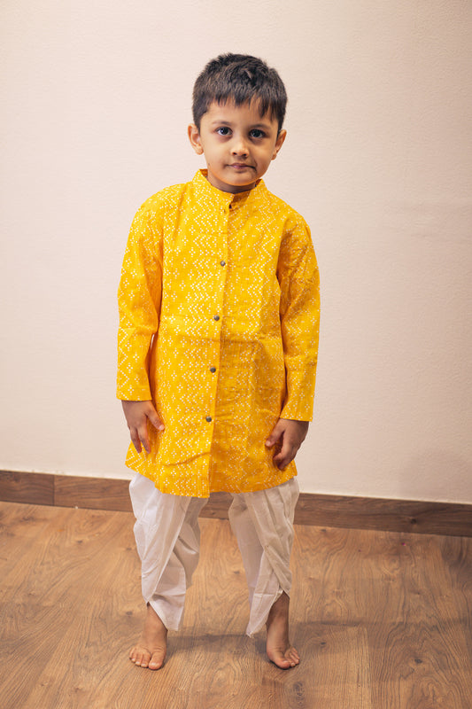 YELLOW BANDHANI SHERWANI