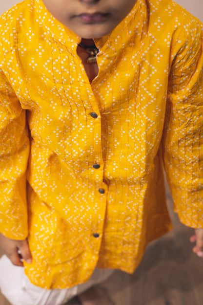 YELLOW BANDHANI SHERWANI