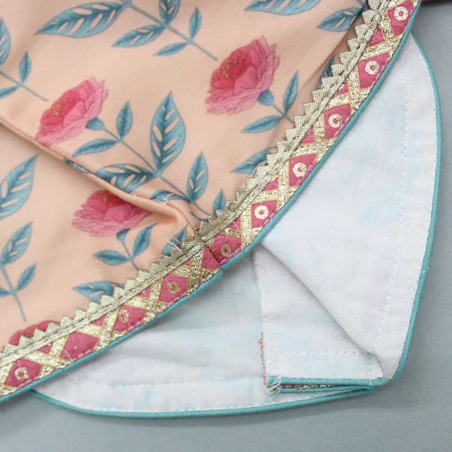 FLORAL PRINTED CROP TOP WITH LEHENGA AND NET DUPATTA