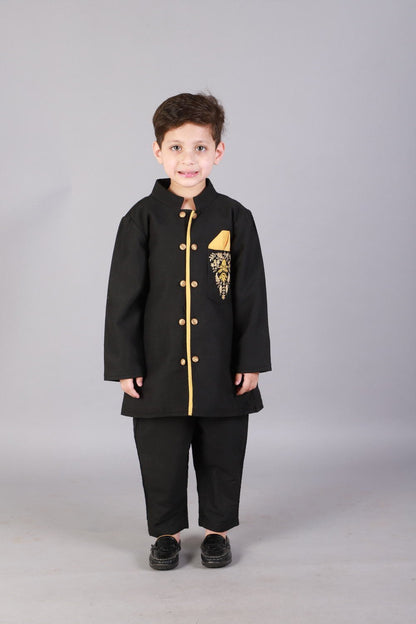 BLACK BANDHGALA EMBROIDERY SET WITH TROUSERS