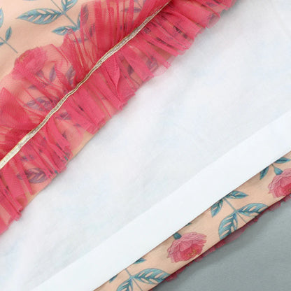 FLORAL PRINTED CROP TOP WITH LEHENGA AND NET DUPATTA