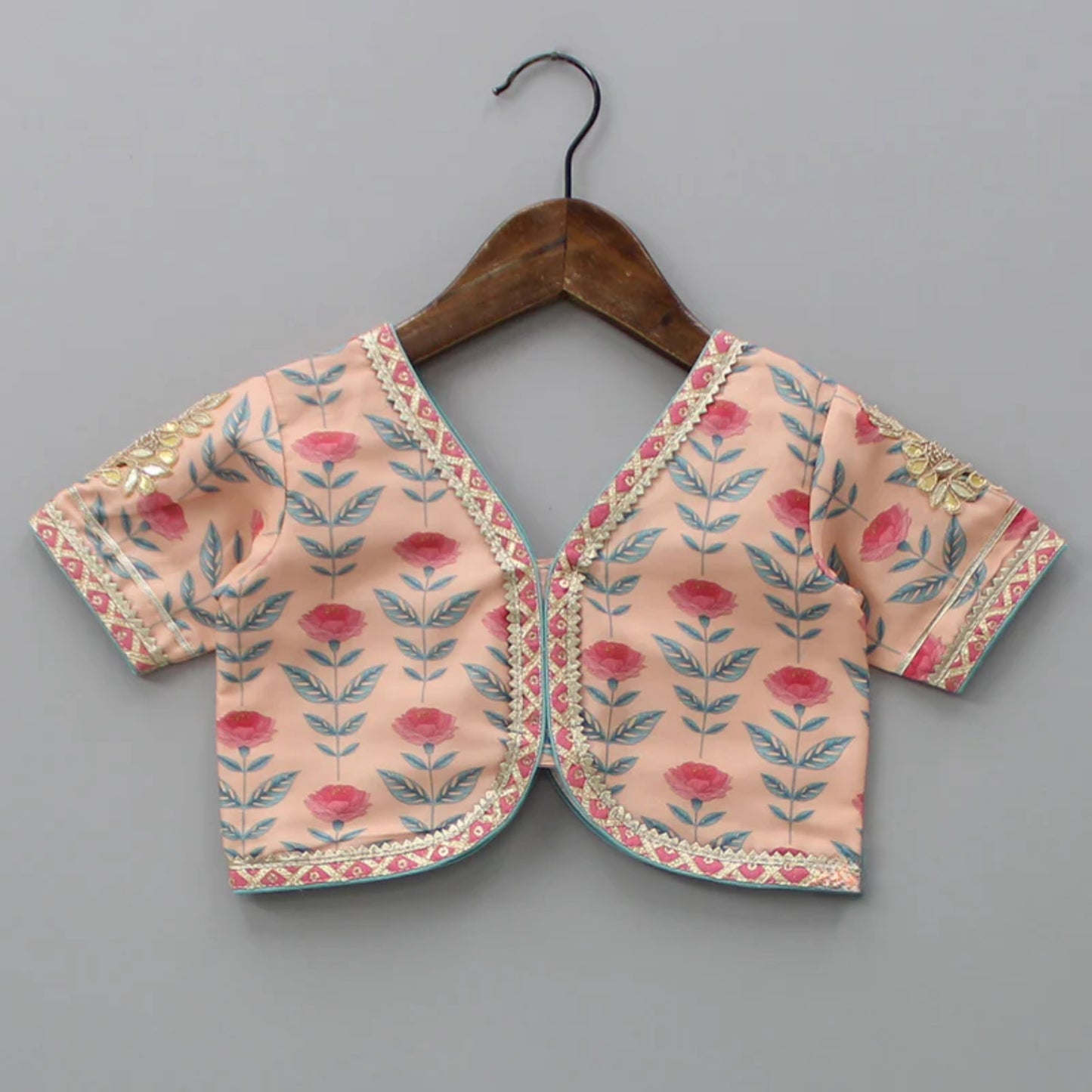 FLORAL PRINTED CROP TOP WITH LEHENGA AND NET DUPATTA