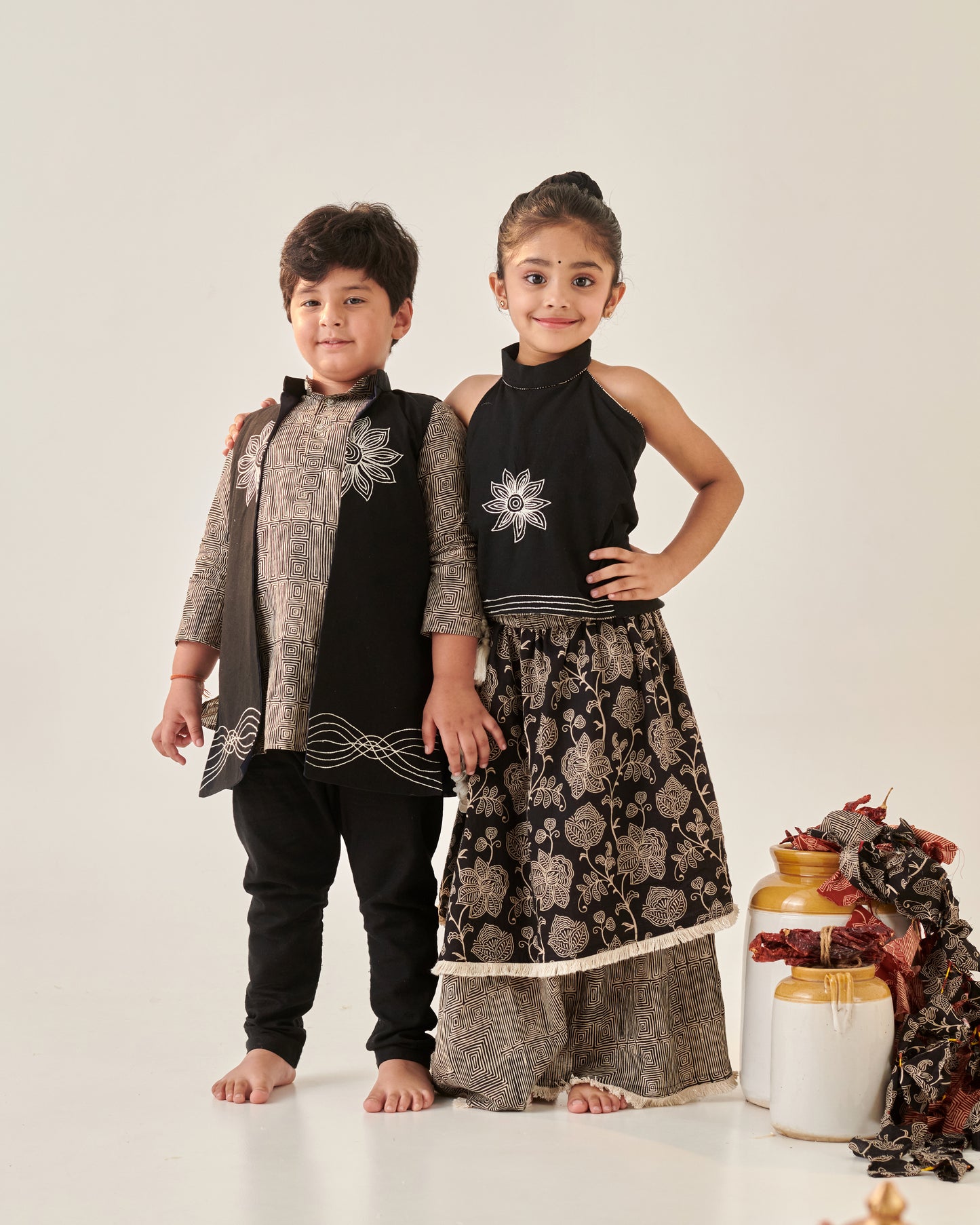 BOY FLORAL EMBROIDERED BANDI SET