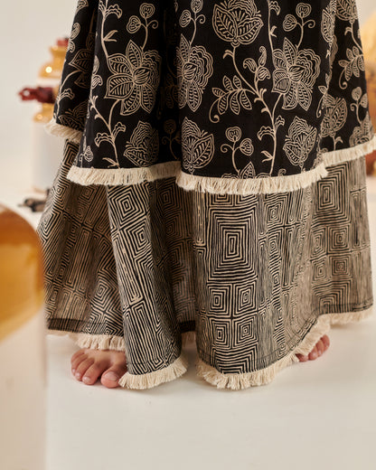 GIRL FLORAL EMBROIDERED SKIRT SET