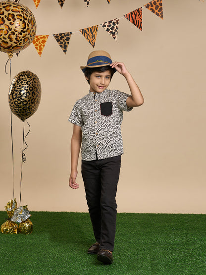 Leopard Boys Brown Printed Shirt from Siblings Collection