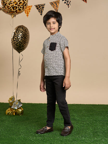 Leopard Boys Brown Printed Shirt from Siblings Collection