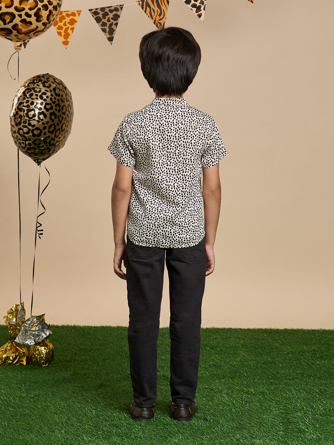 Leopard Boys Brown Printed Shirt from Siblings Collection