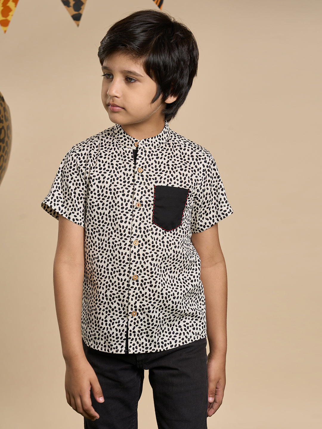 Leopard Boys Brown Printed Shirt from Siblings Collection