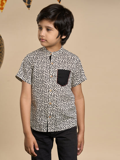 Leopard Boys Brown Printed Shirt from Siblings Collection