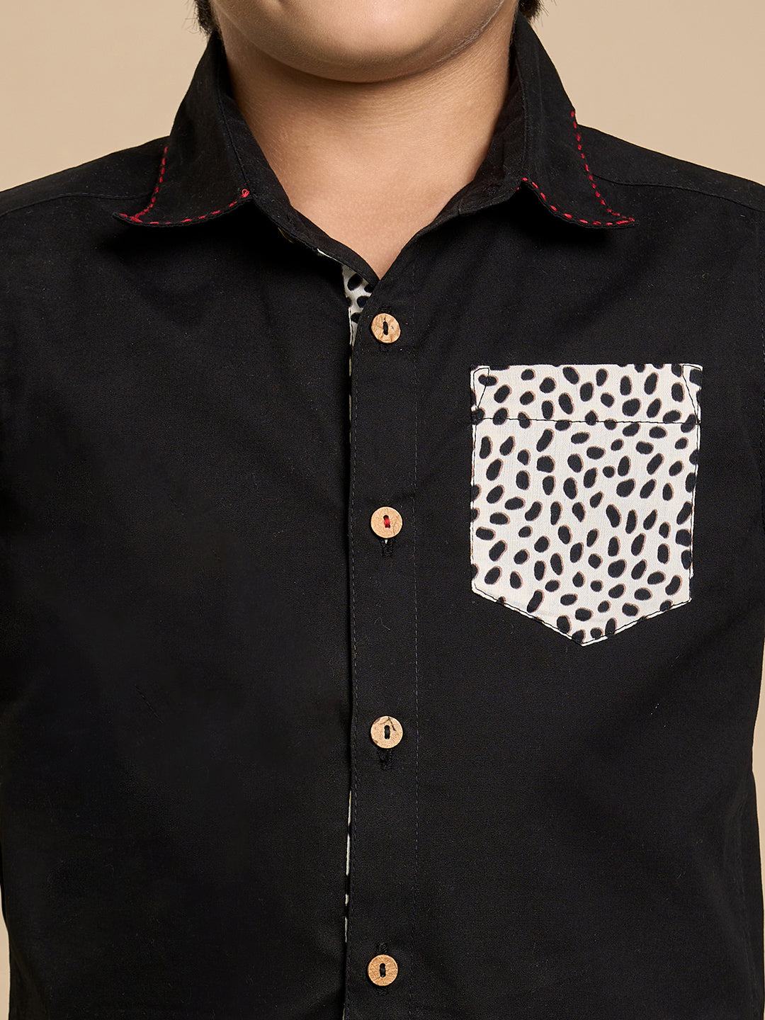 Leopard Boys Black Printed Shirt from Siblings Collection