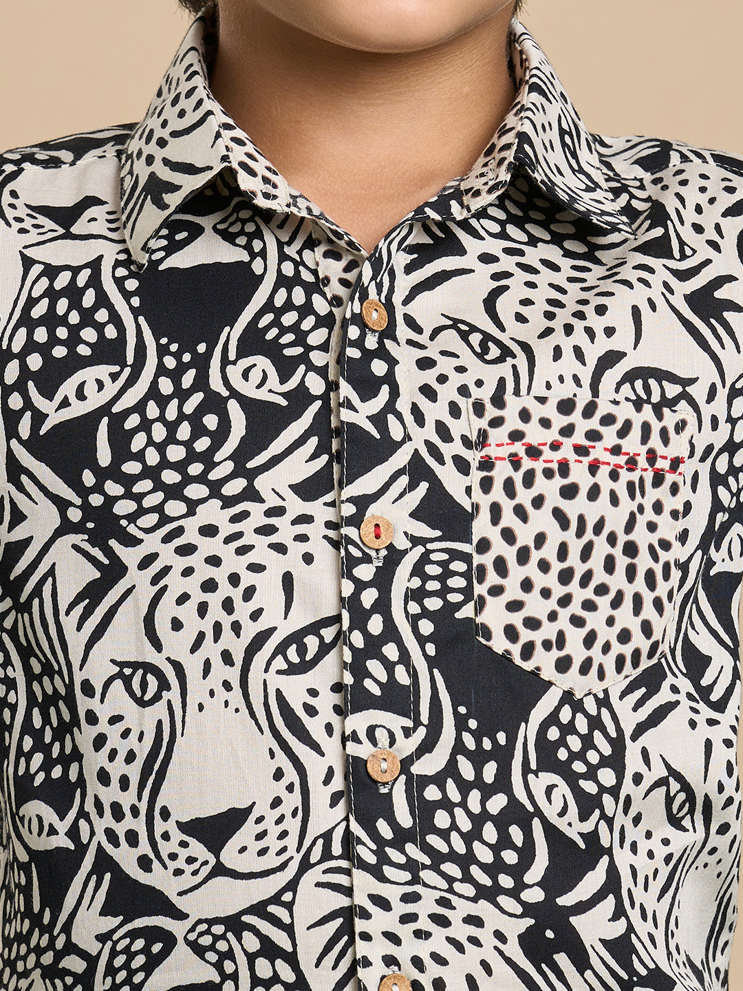 Leopard Boys Brown and Black Printed Shirt from Siblings Collection