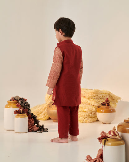 BOY FLORAL EMBROIDERED BANDI SET