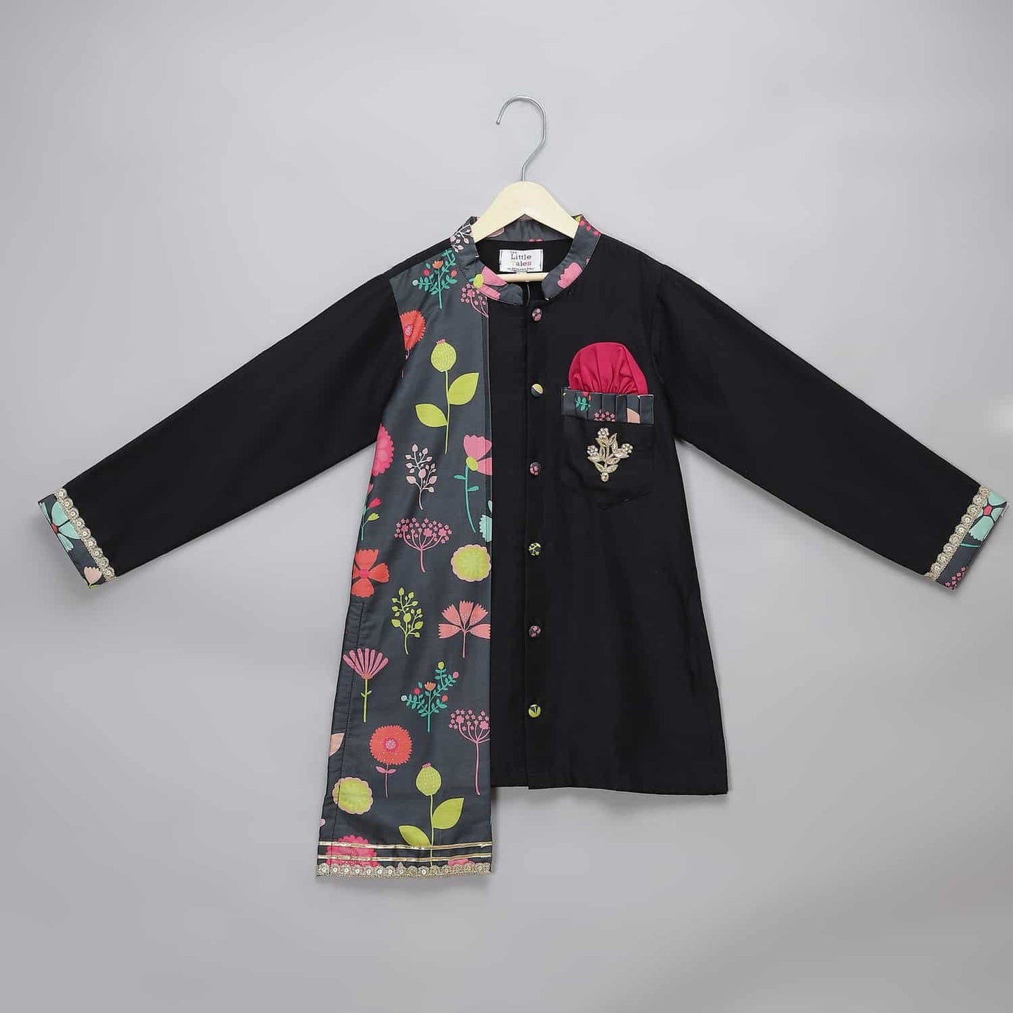 BLACK PRINTED KURTA CHURIDAR SET
