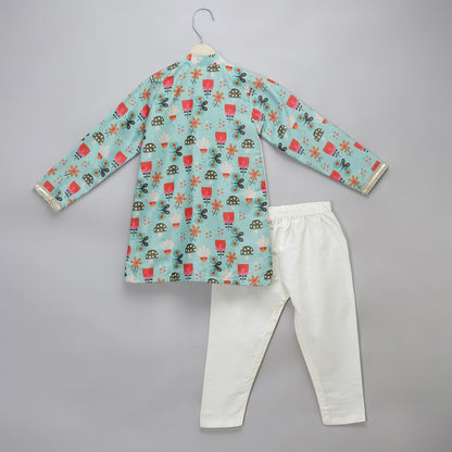 GREEN BEE PRINTED KURTA PYJAMA SET