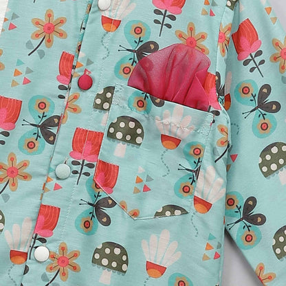 GREEN BEE PRINTED KURTA PYJAMA SET