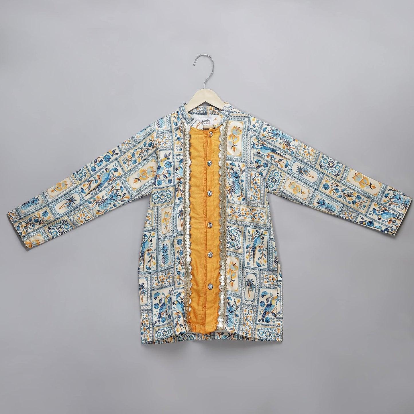 BLUE PARROT PRINTED KURTA PYJAMA SET