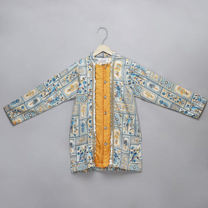 BLUE PARROT PRINTED KURTA PYJAMA SET
