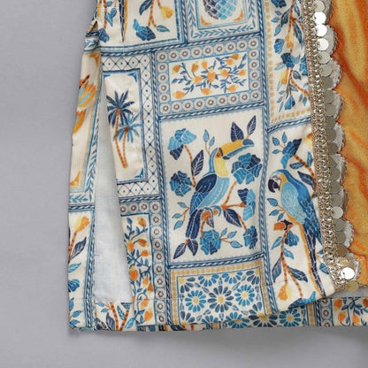 BLUE PARROT PRINTED KURTA PYJAMA SET