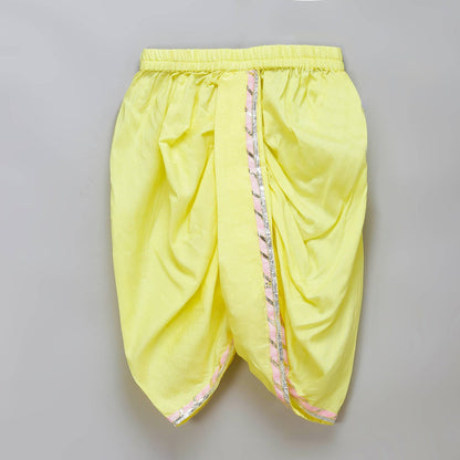 PINK AND WHITE GANPATI EMBROIDERY  DHOTI SET