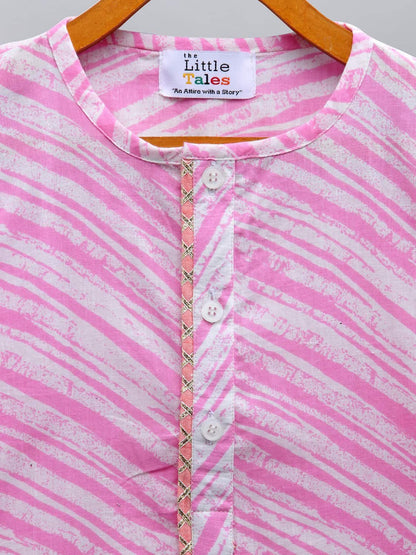 LIGHT PINK PRINTED KURTA WITH PYJAMA