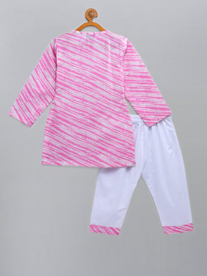 LIGHT PINK PRINTED KURTA WITH PYJAMA