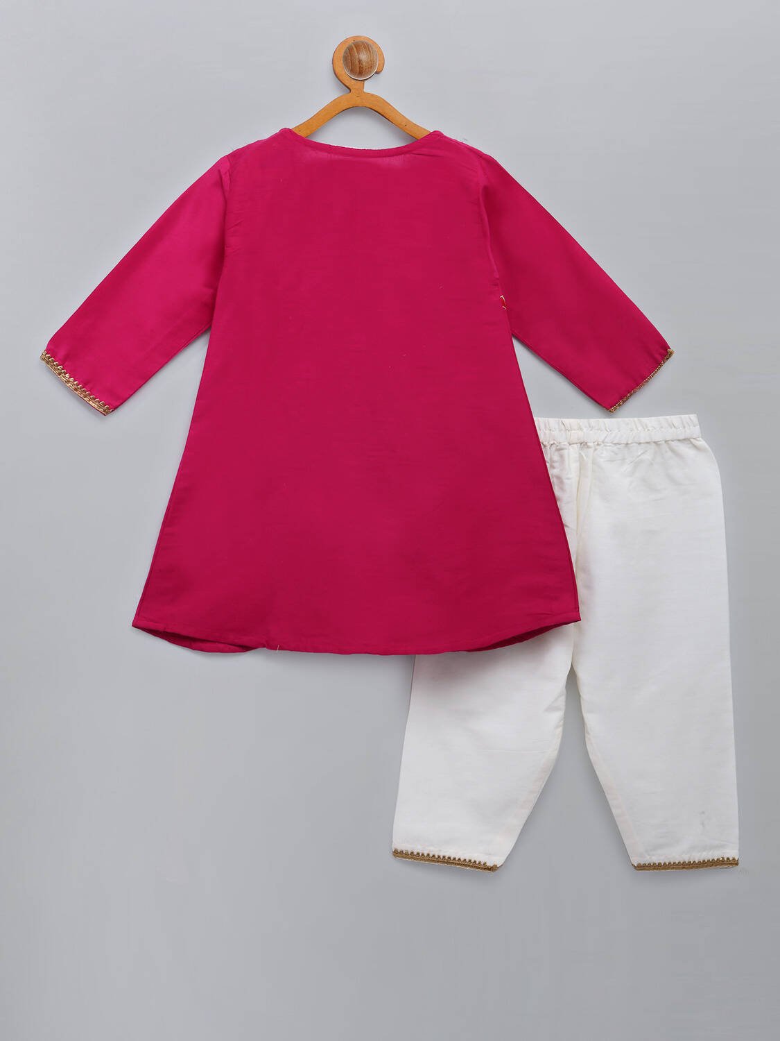 BROTHER SISTER EMBROIDERED PINK KURTA PYJAMA SET