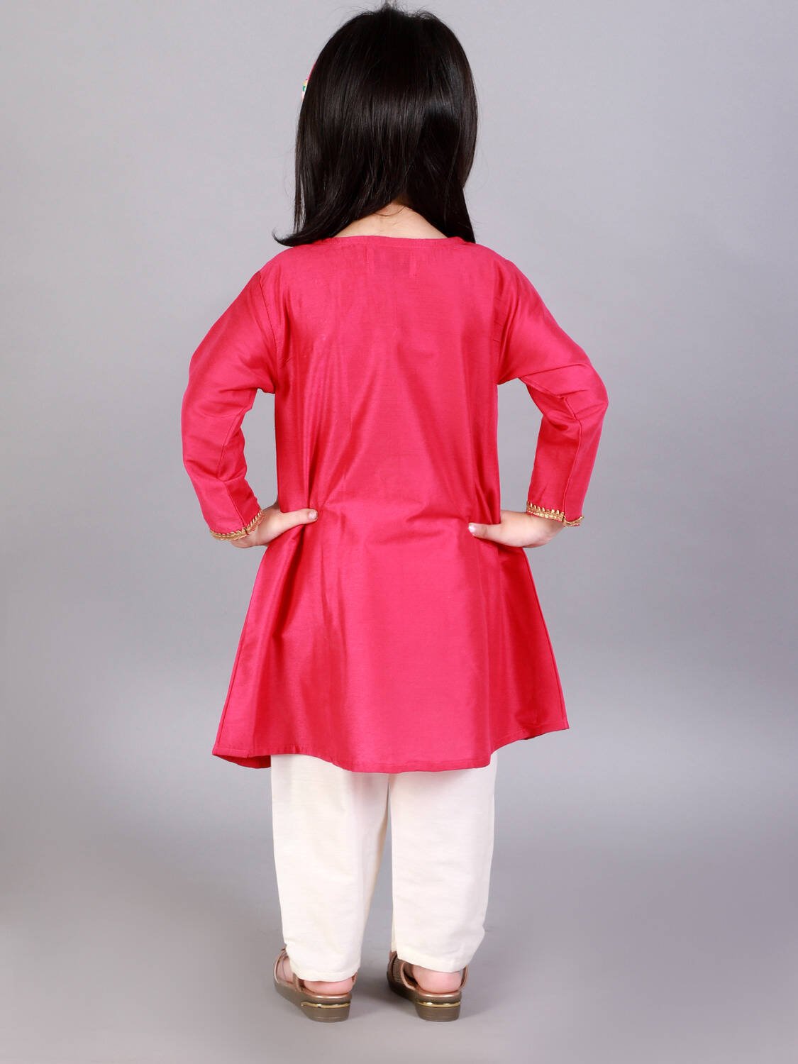 BROTHER SISTER EMBROIDERED PINK KURTA PYJAMA SET