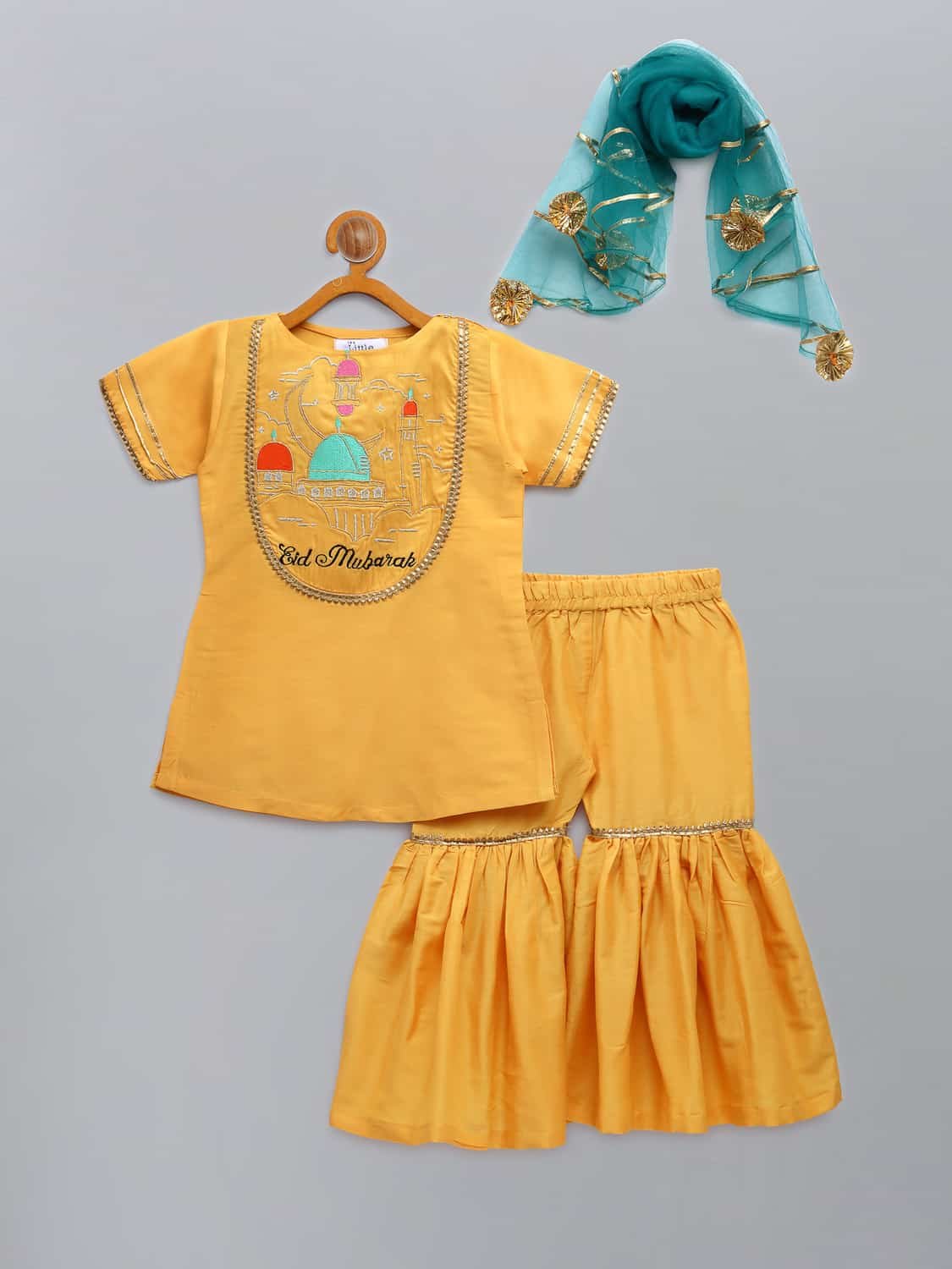 EID MUBARAK KURTA WITH SHARARA SET