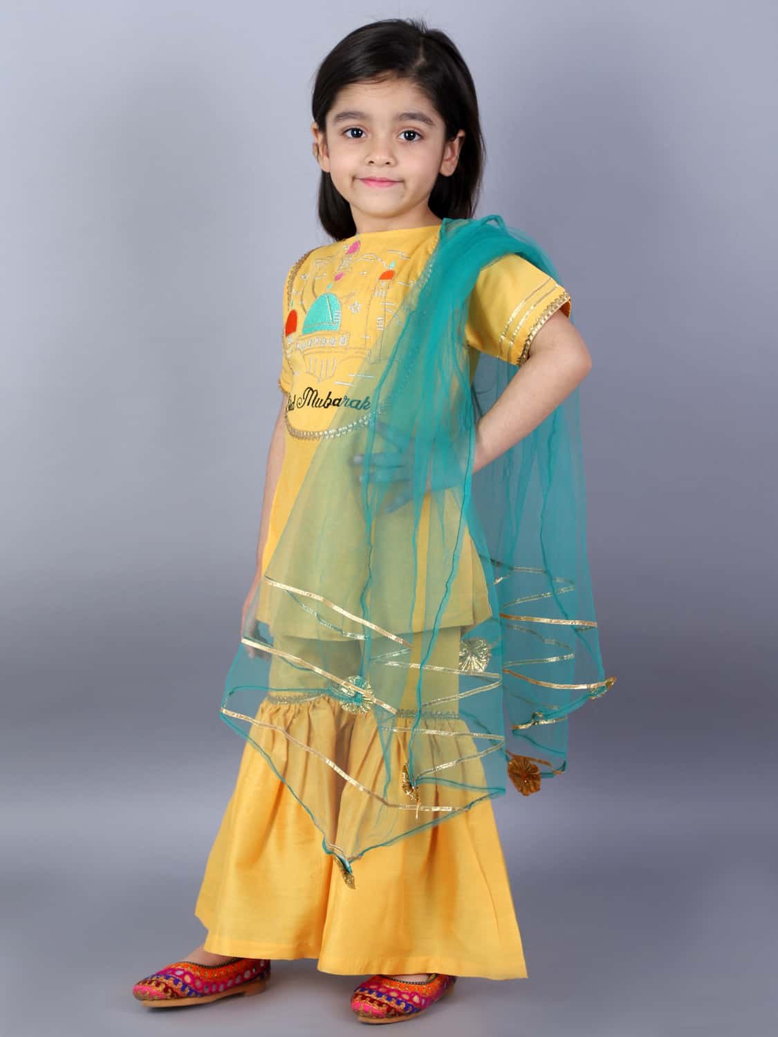 EID MUBARAK KURTA WITH SHARARA SET