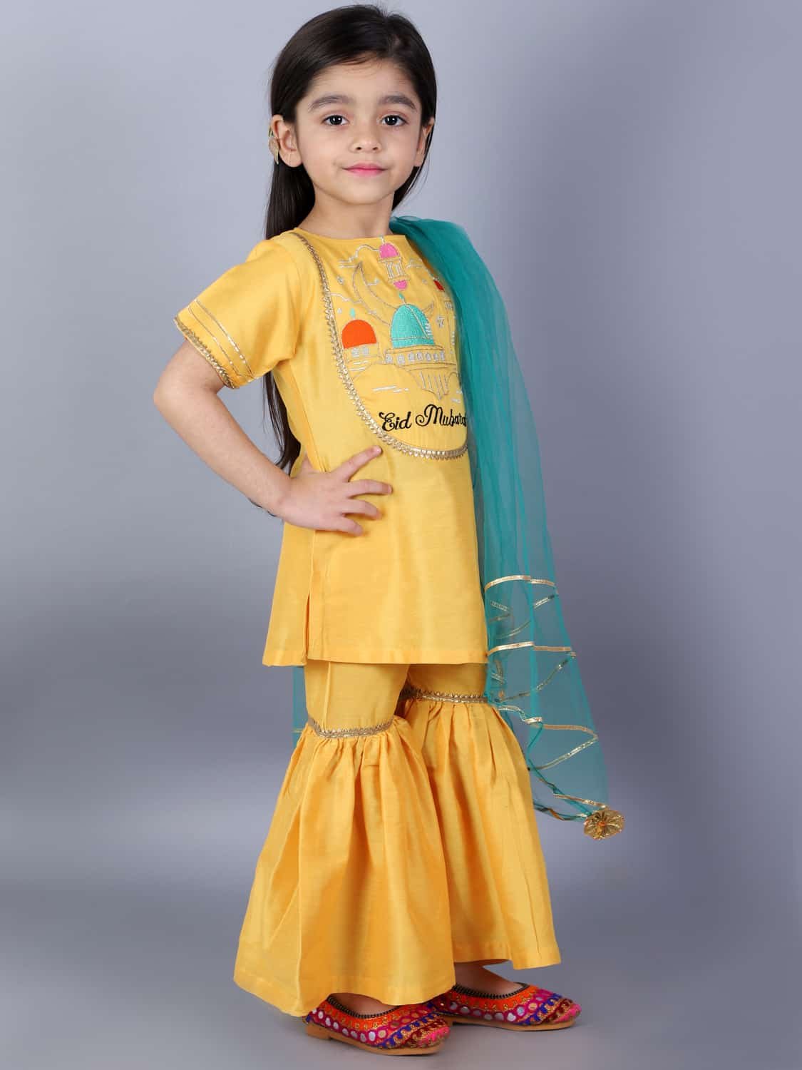 EID MUBARAK KURTA WITH SHARARA SET