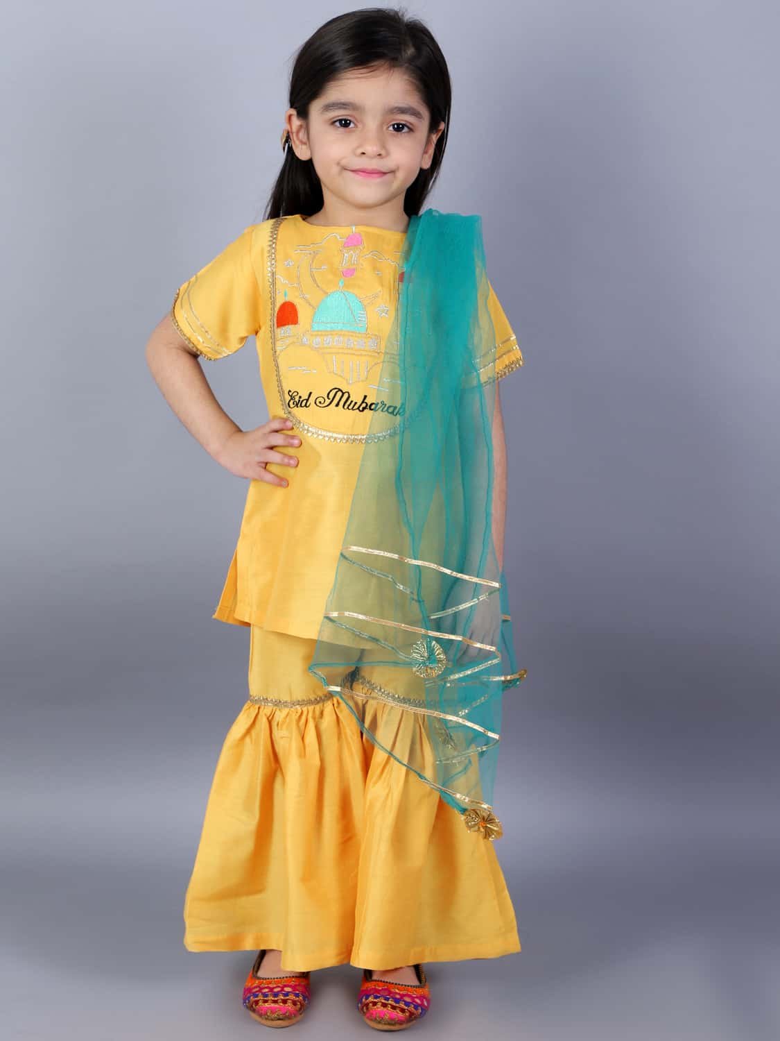 EID MUBARAK KURTA WITH SHARARA SET