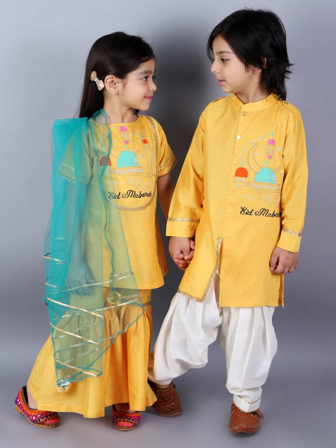 EID MUBARAK KURTA WITH SHARARA SET