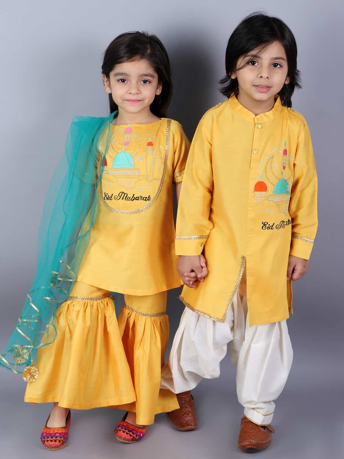 EID MUBARAK KURTA WITH SHARARA SET