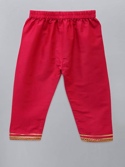 EMBROIDERED KURTA PJAMA WITH RUFFELED DUPATTA