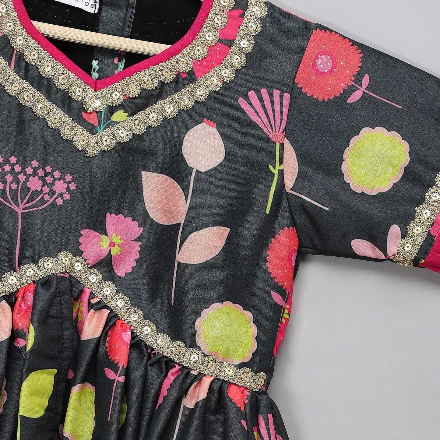 BLACK PRINT MULTICOLOR SHARARA SET
