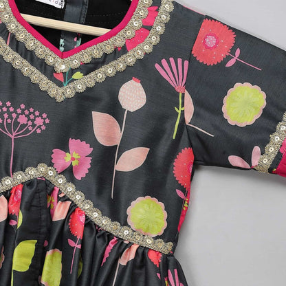 BLACK PRINT MULTICOLOR SHARARA SET