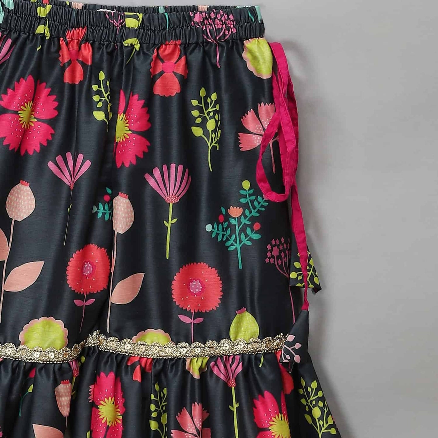 BLACK PRINT MULTICOLOR SHARARA SET