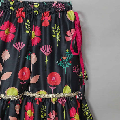 BLACK PRINT MULTICOLOR SHARARA SET