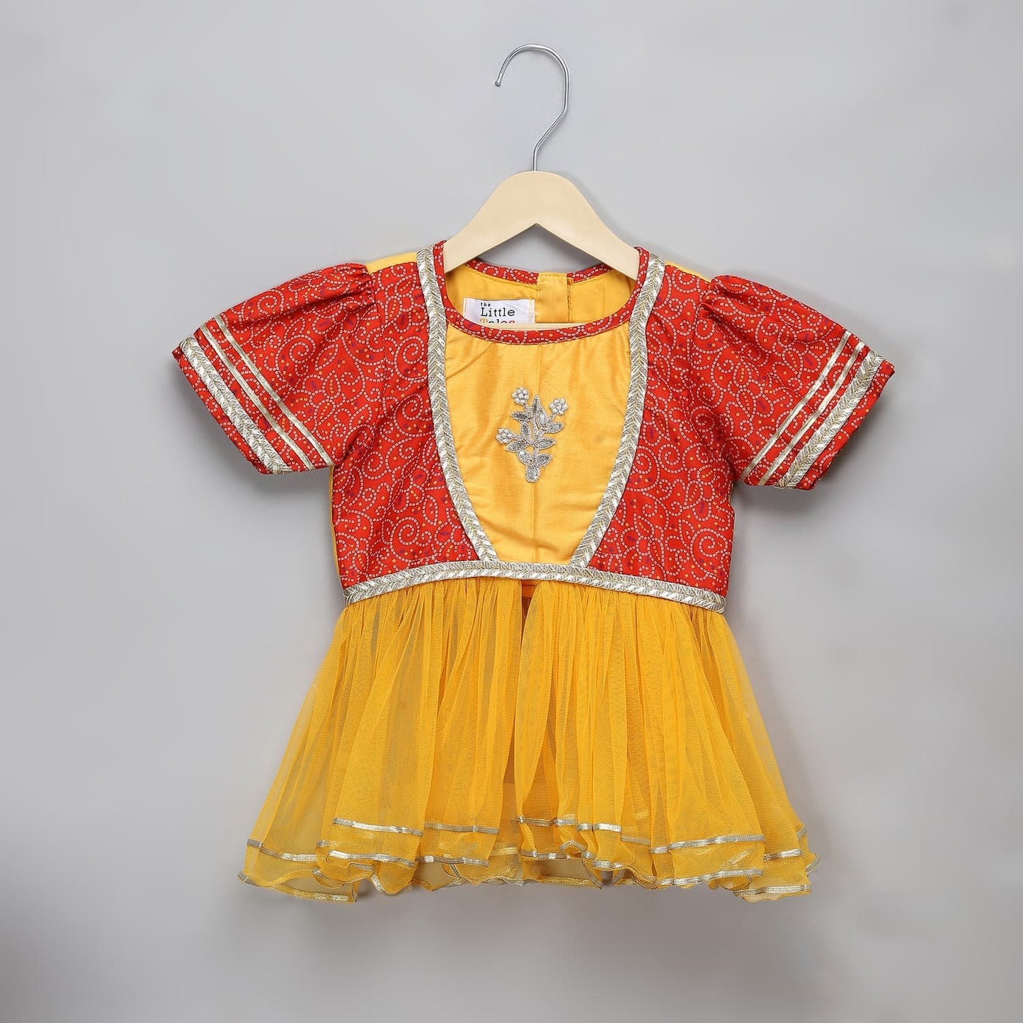 ORANGE YELLOW PEPLUM BLOUSE LEHENGA SET