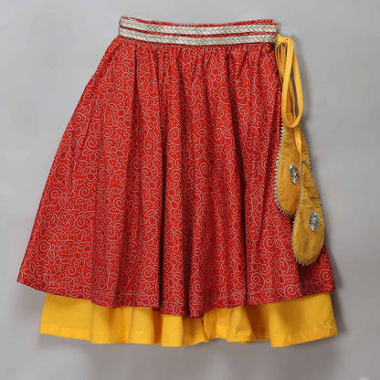 ORANGE YELLOW PEPLUM BLOUSE LEHENGA SET